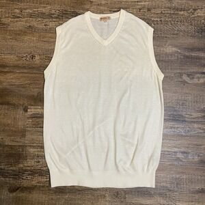 INSERCH Sweater Vest Men's 2XL Cream Pullover Y2K Vintage Classic Preppy